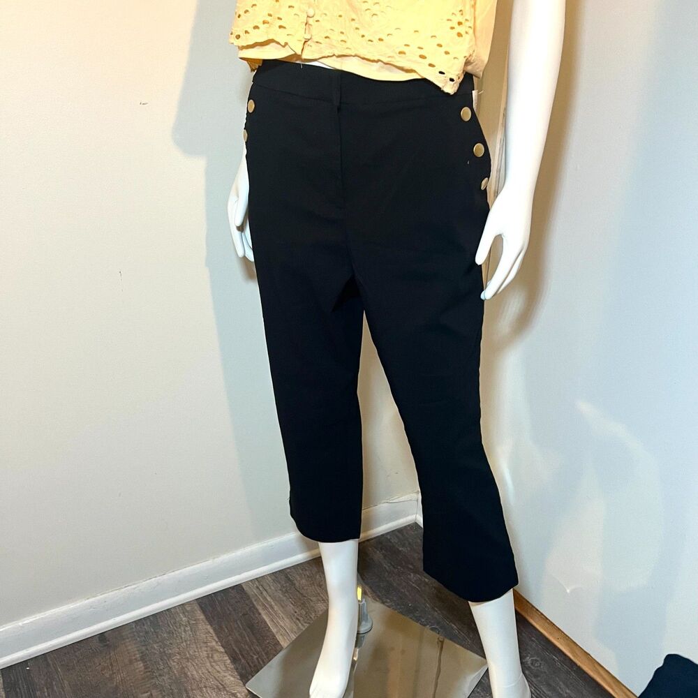 Maurices High Waist Sailor Capris L Nautical Coastal Preppy Pants Minimalist 60s